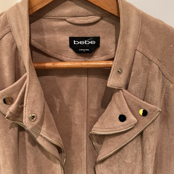 🤩Bebe Beige Faux Suede Jacket Zip detail - Picture 5 of 10